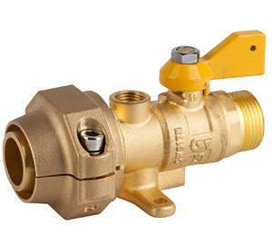 Vàlvula esfera recta per a gas amb potes, M-connexió tub PE